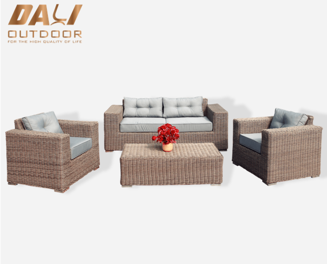 4 cái Nội thất đan mây ngoài trời đan lát hiện đại Sân vườn Bộ ghế sofa chữa cháy bằng gas
