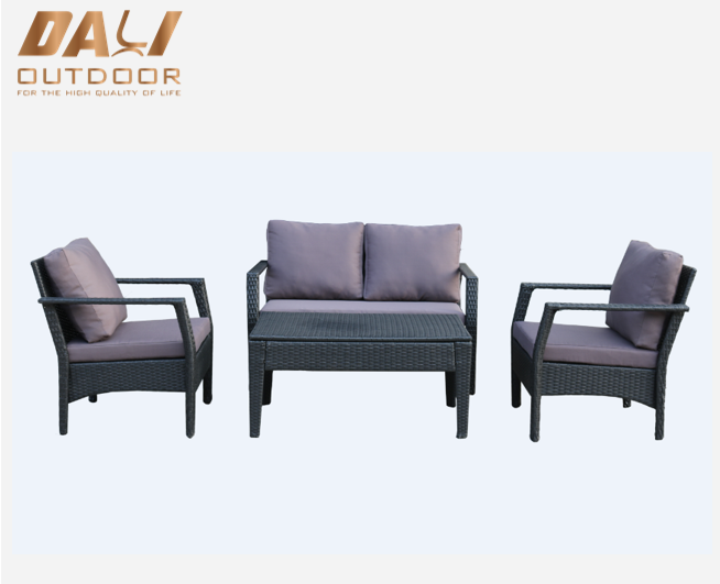 4pc PE mây sân vườn sofa đồ nội thất 4 chỗ đặt đồ gỗ ngoài trời sofa