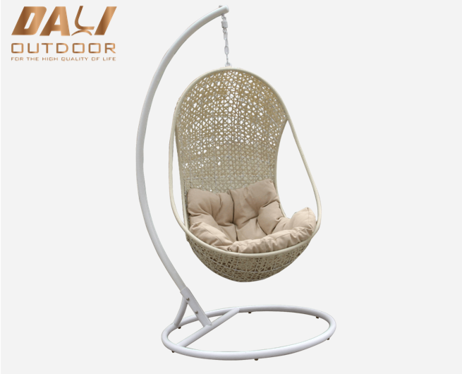Giá rẻ Sân ngoài trời trong nhà Mây đan bằng mây treo Ghế xích đu trứng có giá đỡ bằng kim loại